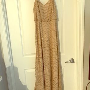 Adrianna Papell embellished beaded champagne dress